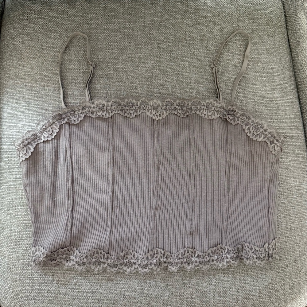 Garage Pink Ribbed Crop Camisole